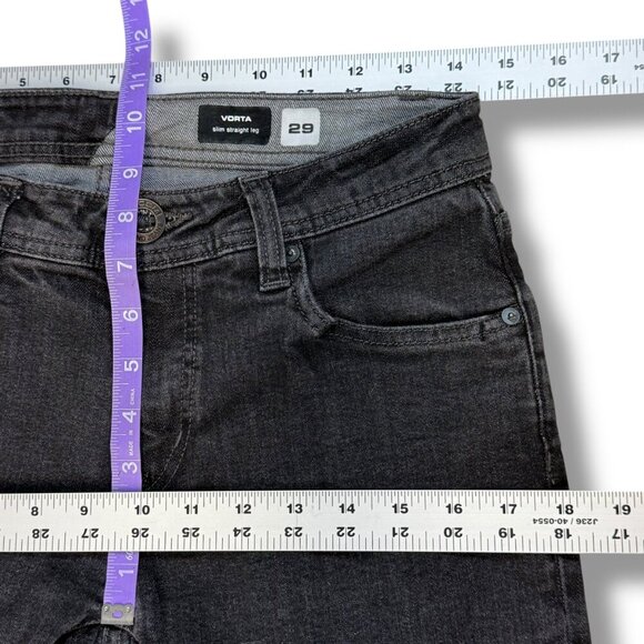 Volcom Vorta Jeans Mens Sz 29 Slim Straight Leg Stretch Faded Black Denim - Picture 8 of 13